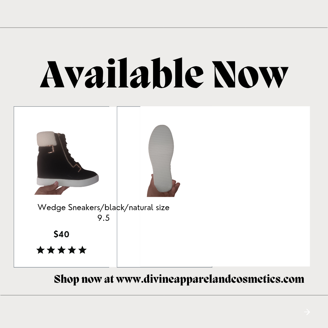 Black wedge sneakers size 9.5