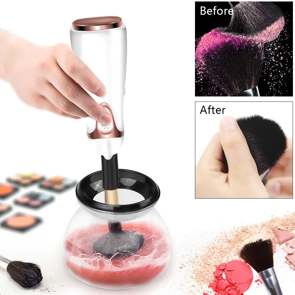 Makeup Brush Cleaner and Dryer Automatic Clean Make Up Brushes Washing Machine 10 Seconds Silicone Make Up Brush Cleaning Tool